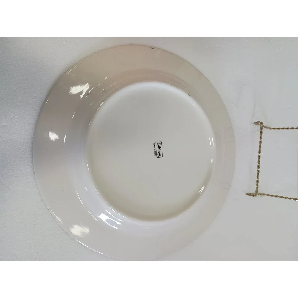 Vintage Libbey Green Moose Pine Tree Large Decorative Plate Cabin Lodge Rustic